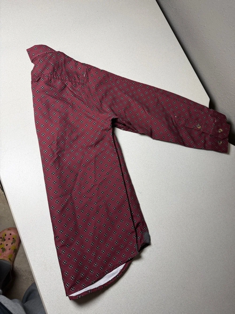 Children's Burgundy Printed Long-Sleeve Dress Shirt